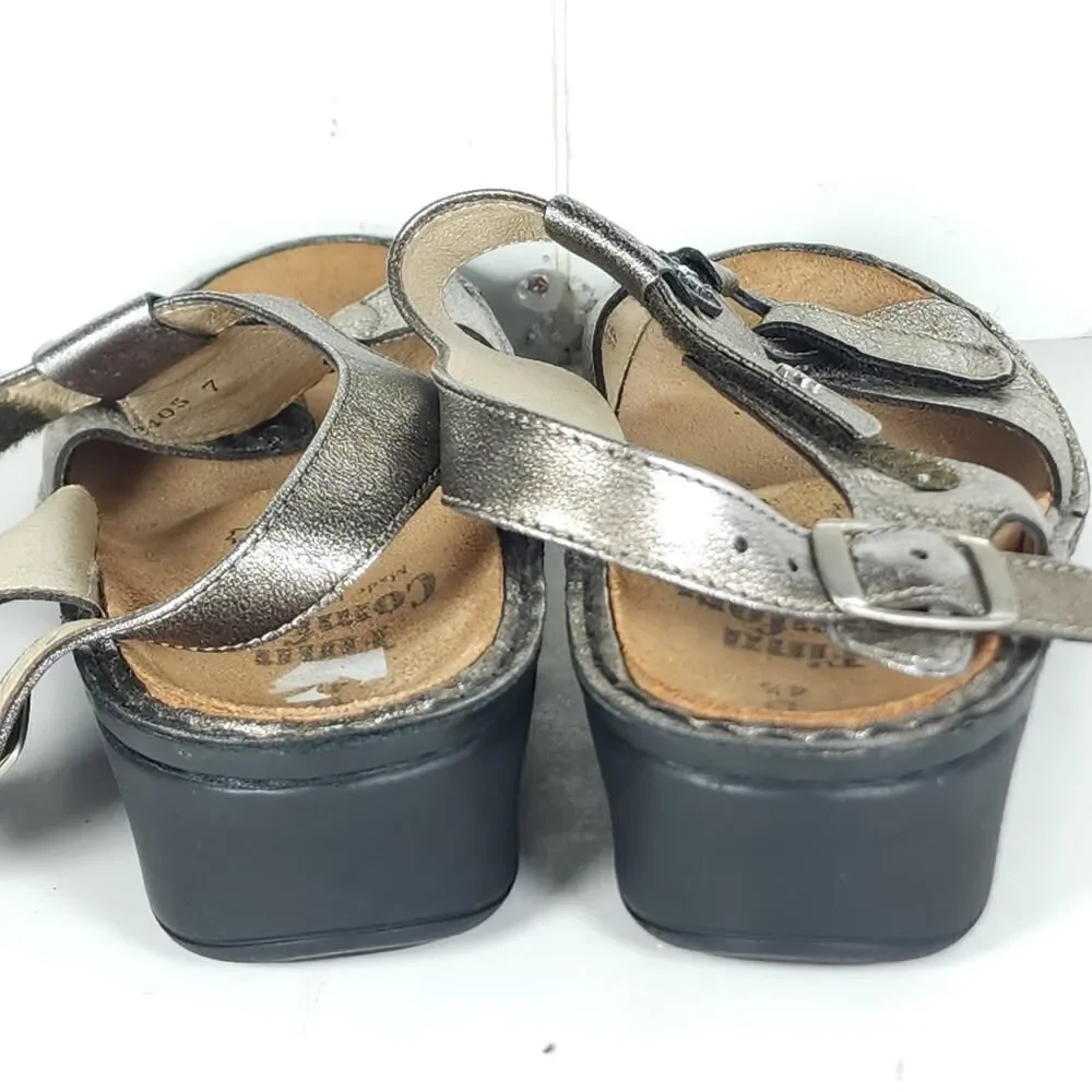 Finn Comfort Women's Adana US7,5D UK4,5 Metallic Leather Slingback Sandals